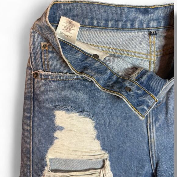 CARMAR Blue Distressed Jean Shorts Size 27 - Picture 2 of 3